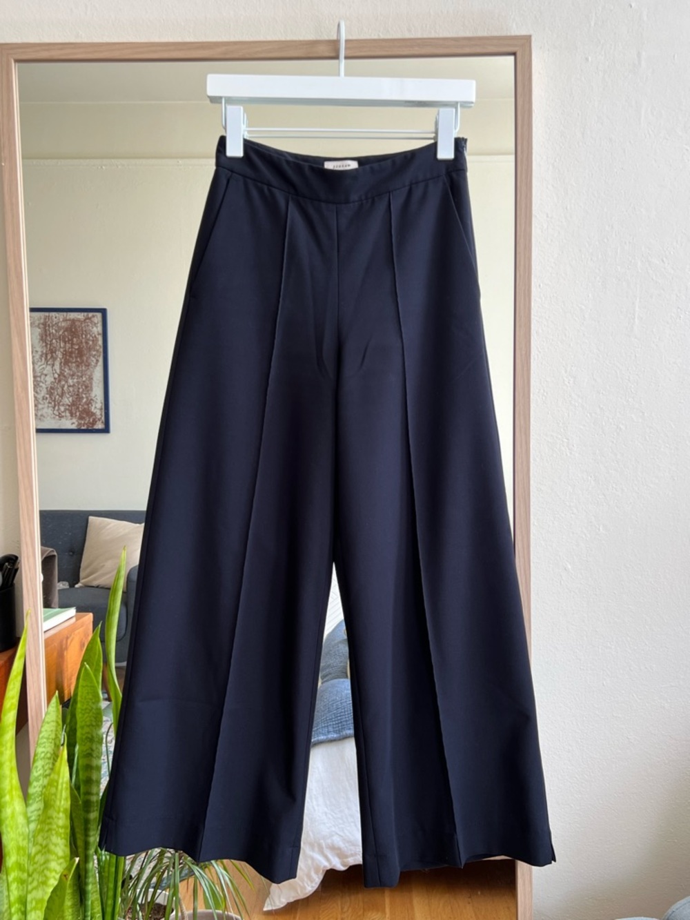 Jigsaw Navy Wide-Leg High-Waist Trousers